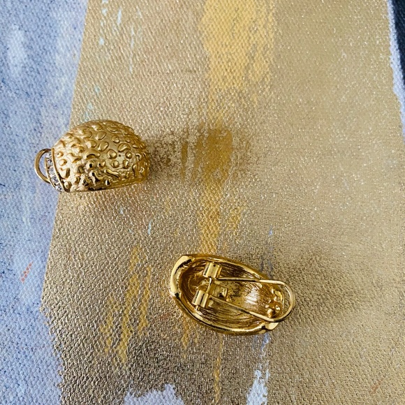 Gold Plated Earrings with Rhinestone - Picture 3 of 5
